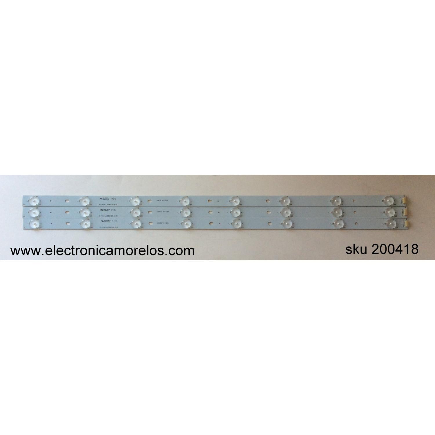 KIT DE LED PARA TV / VVH32H147G00-12V /  DJ315HFJ3323-12V /JF P/N:01.JL.D3281235-31BS / A0K32 N141204 / LED32G30RQD 